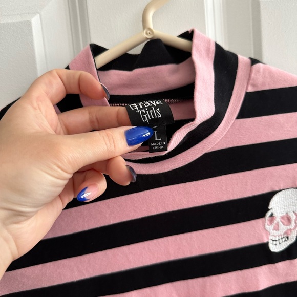 Striped Pink and Black Long Sleeve Top - Picture 5 of 9